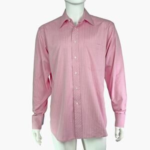 TED BAKER Long-Sleeve Striped Button-Up Dress Shirt (Salmon | Size 16-34/35)
